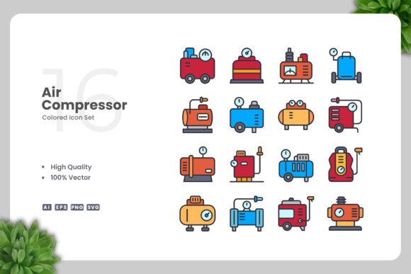 Air Compressor Color Icons: A Practical Review for Graphics Sellers