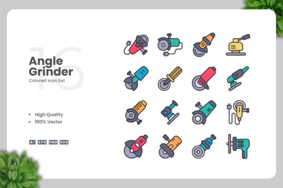 Angle Grinder Color Icons Graphics Review