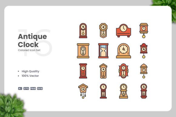 Antique Clock Color Icons: A Designer's Review of Graphics and Icons