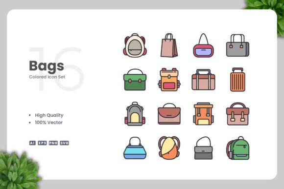 Bags Color Icons: Essential Graphics for Local Branding