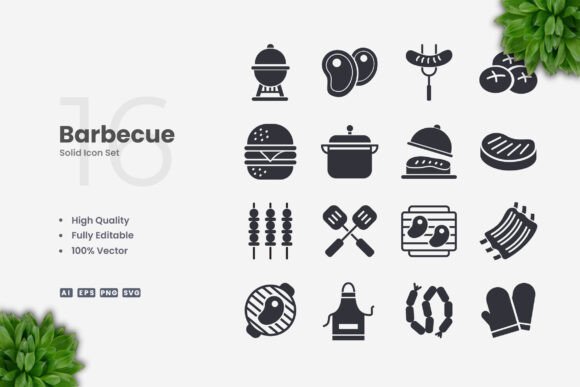 Barbecue Solid Icons: Essential Graphics for Modern Publishing