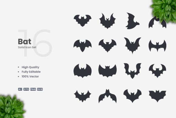 Bat Solid Icons: Modern Graphics for Editorial & Web Design