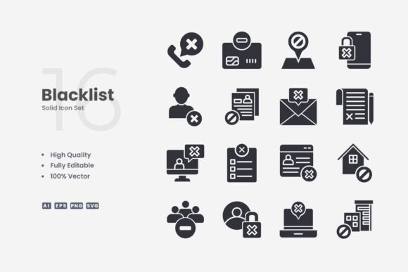 Blacklist Solid Icons Graphics for Handmade Creators