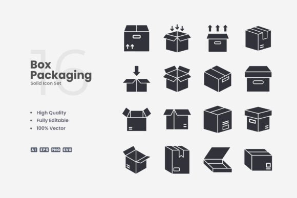 Box Packaging Solid Icons Review for Modern Graphics