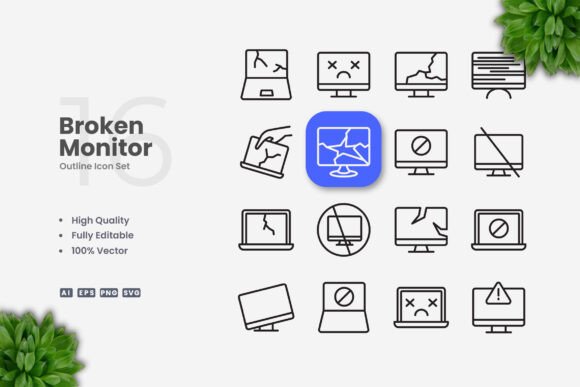 Broken Monitor Icons Graphics for Real Crafting
