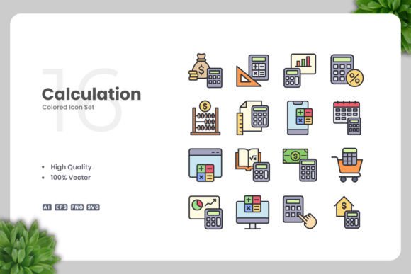 Calculation Color Icons: A Modern Graphic Asset for Clean Visuals