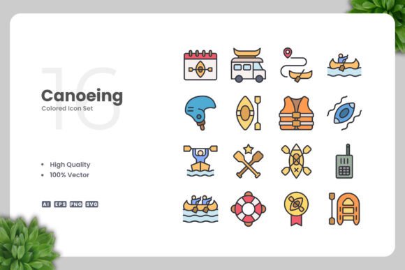 Canoeing Color Icons Review for Embroidery Projects