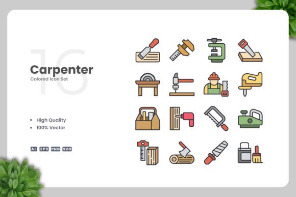 Carpenter Color Icons – A Versatile Graphic Asset for Design Projects