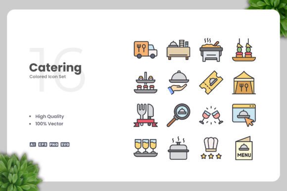 Catering Color Icons: A Versatile Graphic Asset for Local Brands
