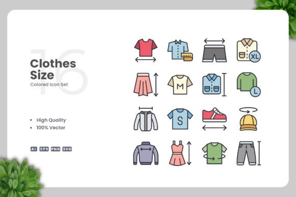 Clothes Size Color Icons for Branding and Design