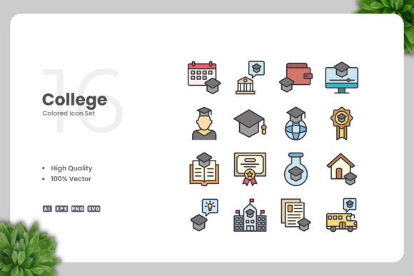 College Color Icons for Handmade and Cricut Projects