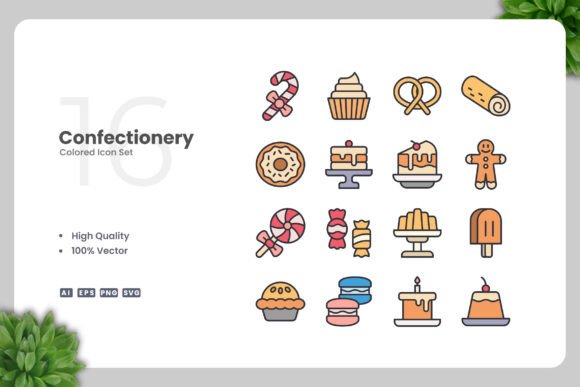 Confectionery Color Icons: A Versatile Graphic Design Asset