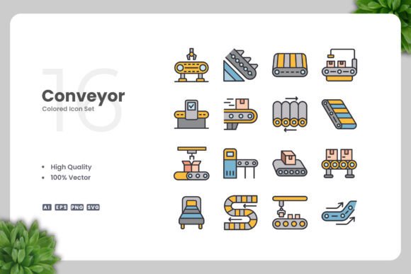 Conveyor Color Icons: A Modern Graphic Asset for Clean Visual Design