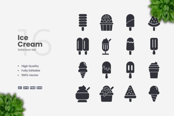 Ice Cream Solid Icons Review for Real Embroidery Work