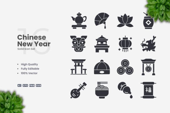 Review: Chinese New Year Solid Icons for Graphics and Selling